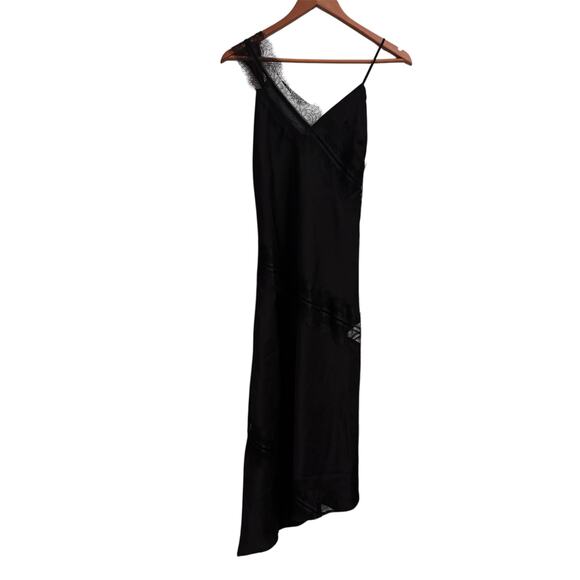 House of Harlow 1960 Satin Lace Asymmetrical Slip Dress Goth Romantic Cocktail - Picture 2 of 9